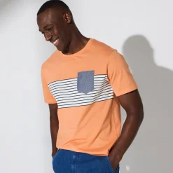 T-Shirt, Hemd En Polo<Blancheporte Gestreept T-shirt met korte mouwen abrikoos
