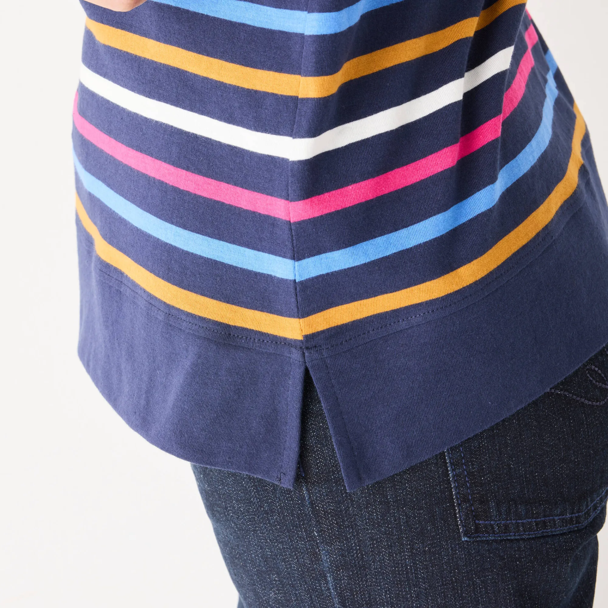 T-Shirt En Topje<Blancheporte Gestreept T-shirt met lange mouwen, goudkleurig hartje marine / veelkleurig