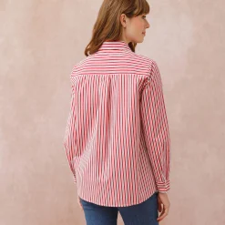 Bloes En Tuniek<Blancheporte Gestreepte bloes met knoopsluiting wit / rood