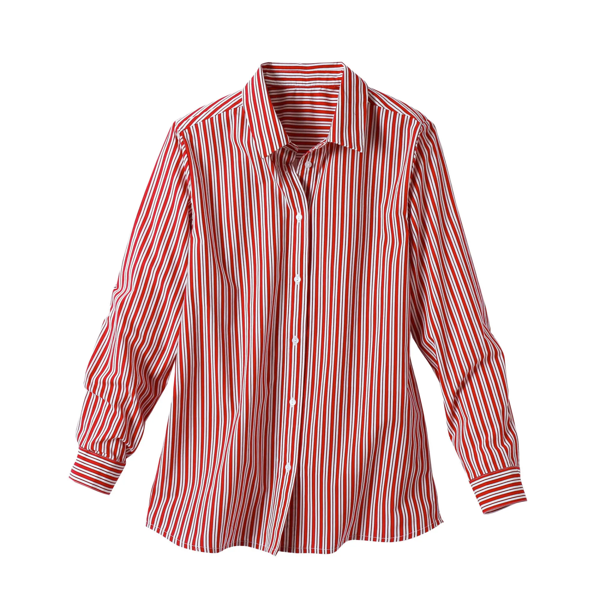 Bloes En Tuniek<Blancheporte Gestreepte bloes met knoopsluiting wit / rood