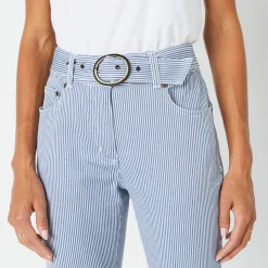 Broek<Blancheporte Gestreepte broek in recht model, voor kleine gestaltes blauw / wit