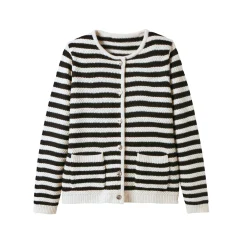 Trui En Vest<Blancheporte Gestreepte cardigan in fantasietricot ecru / zwart