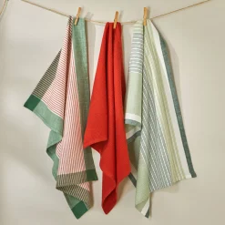 Droogdoek En Handdoek<Blancheporte Gestreepte en effen droogdoeken, katoen met ingeweven motieven - sets groen / terracotta