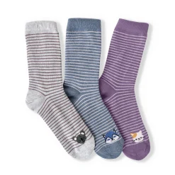 Panty’s, Kniekousen En Sokken<Blancheporte Gestreepte fantasiesokken met dierenmotieven - set van 3 paar grijs + blauw + mauve