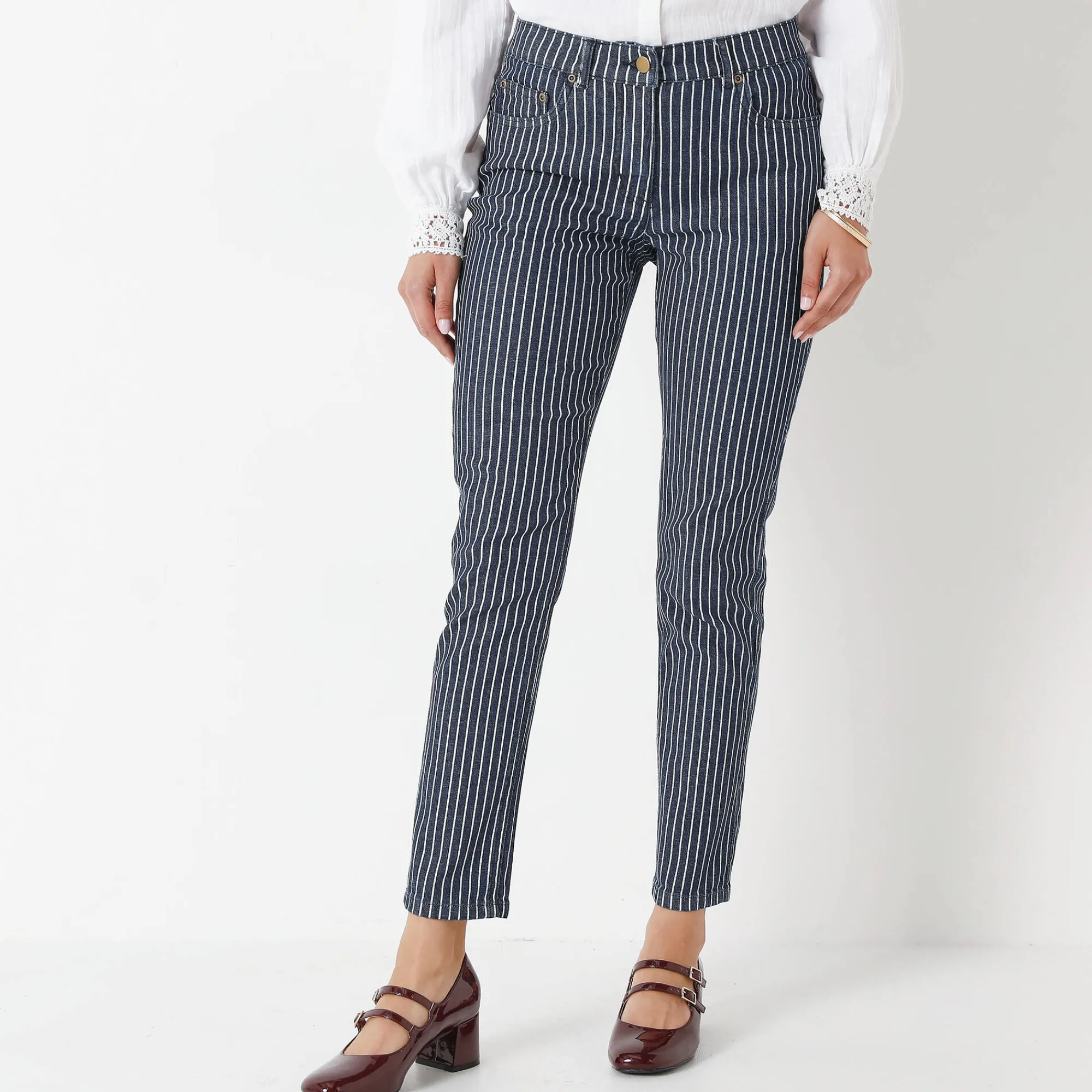 Jeans<Blancheporte Gestreepte 7/8-jeans dark blue