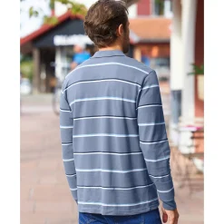 T-Shirt, Hemd En Polo<Blancheporte Gestreepte polo in chiné piquétricot met lange mouwen grijsparma