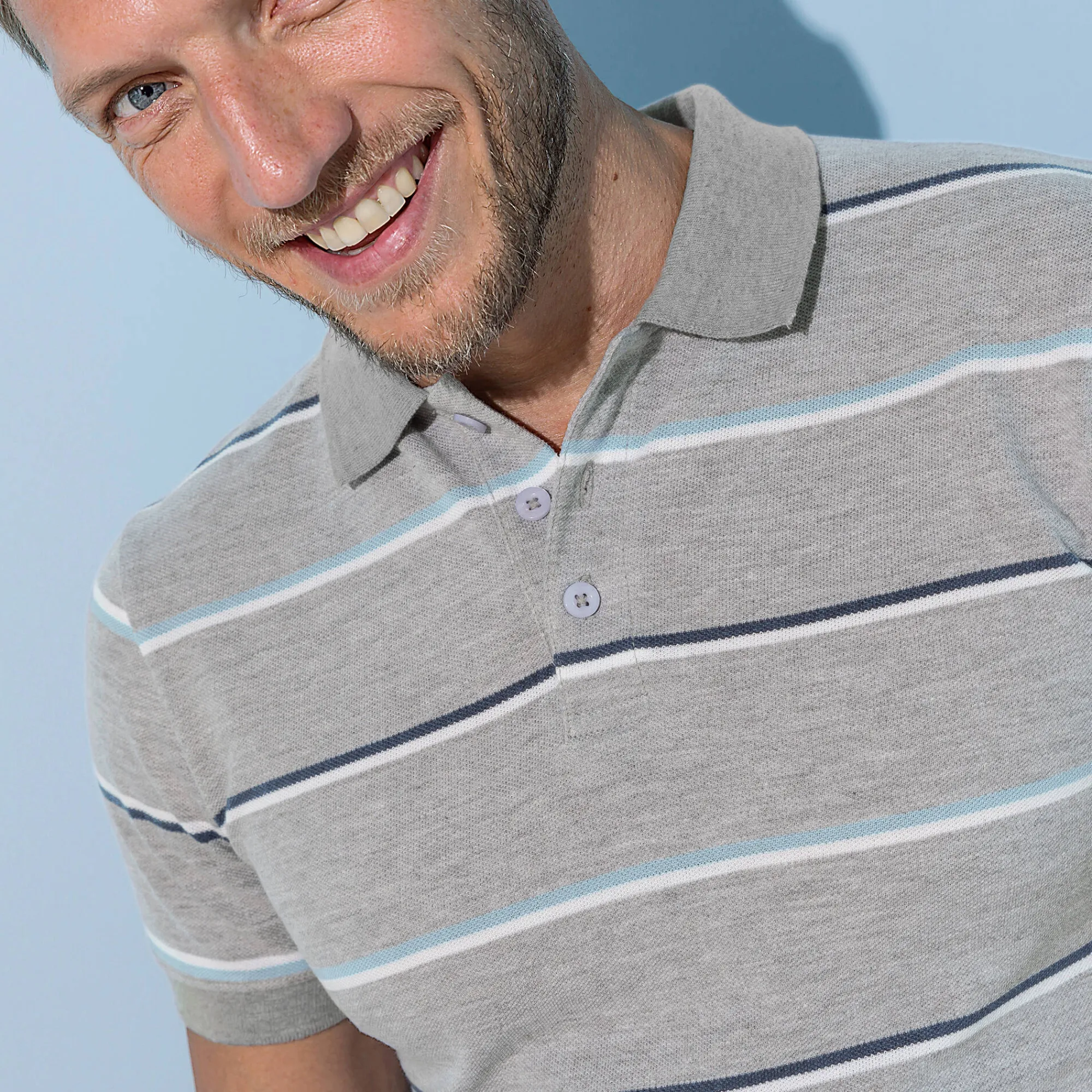 T-Shirt, Hemd En Polo<Blancheporte Gestreepte polo in chiné piquétricot chiné grijs