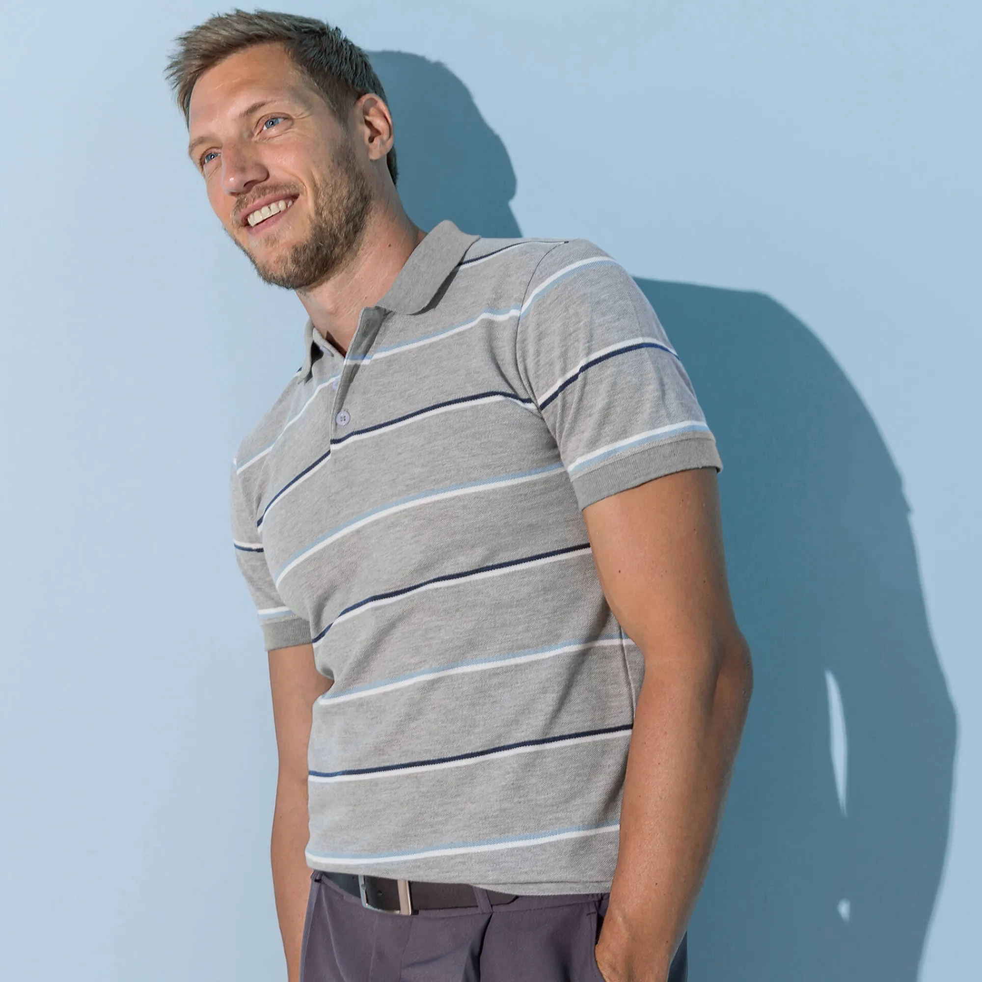 T-Shirt, Hemd En Polo<Blancheporte Gestreepte polo in chiné piquétricot chiné grijs