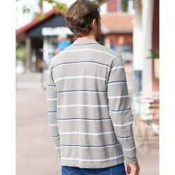 T-Shirt, Hemd En Polo<Blancheporte Gestreepte polo in chiné piquétricot met lange mouwen chiné grijs