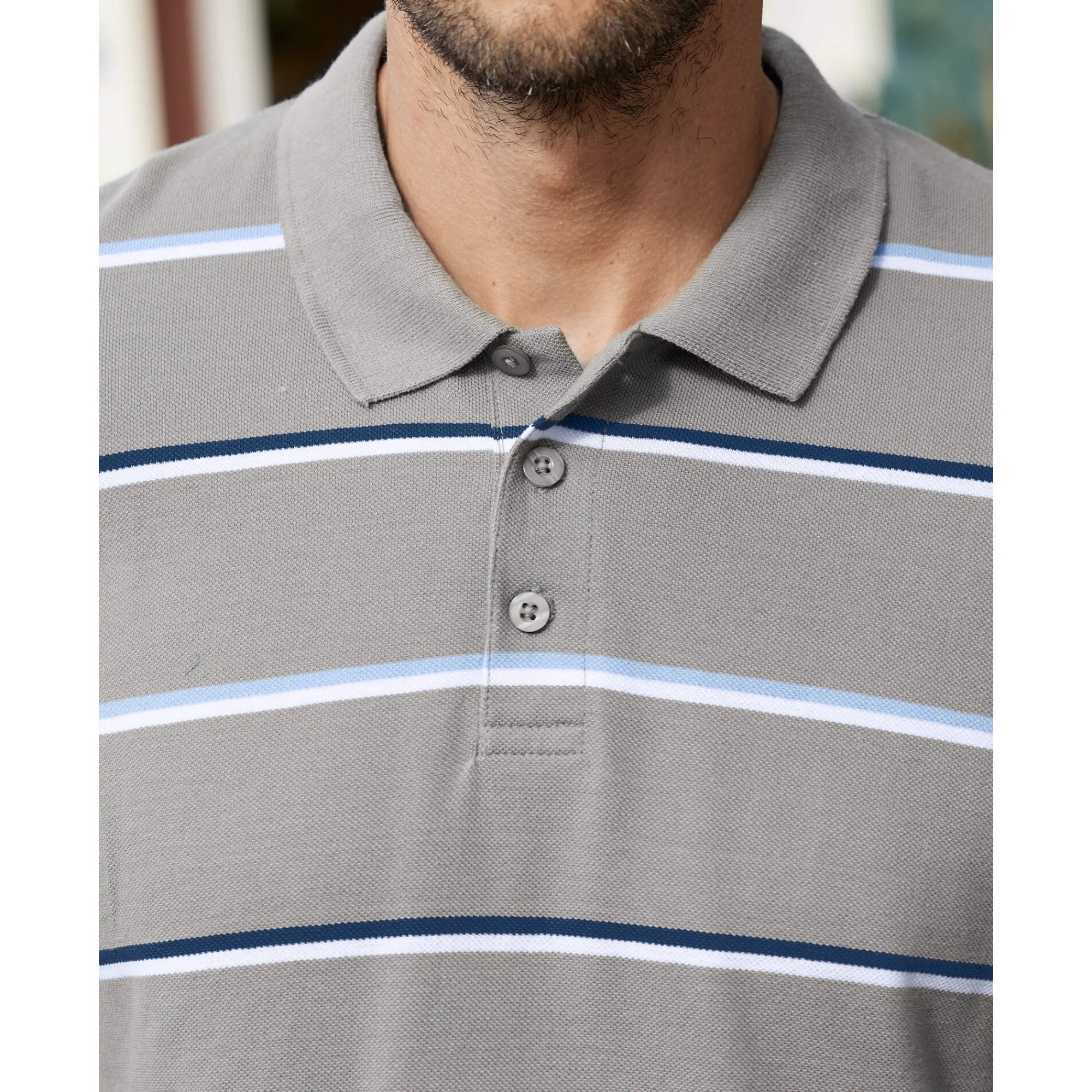 T-Shirt, Hemd En Polo<Blancheporte Gestreepte polo in chiné piquétricot met lange mouwen chiné grijs