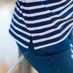 T-Shirt En Topje<Blancheporte Gestreepte polo in jerseytricot marine / gebroken wit