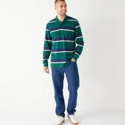 T-Shirt, Hemd En Polo<Blancheporte Gestreepte polo in piquétricot, lange mouwen flessengroen