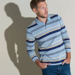 T-Shirt, Hemd En Polo<Blancheporte Gestreepte polo in piquétriot, lange mouwen lichtblauw