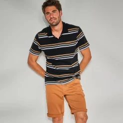 T-Shirt, Hemd En Polo<Blancheporte Gestreepte polo met korte mouwen zwart