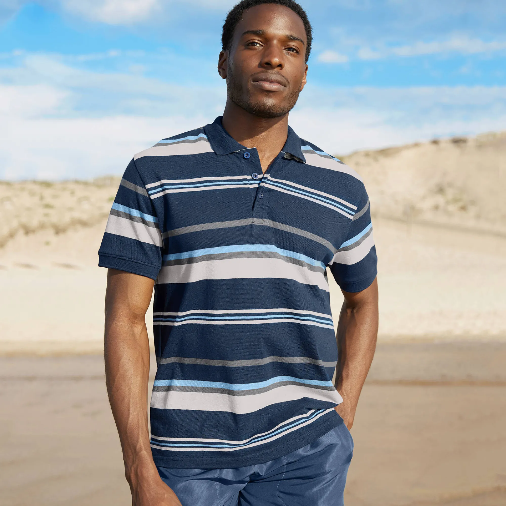 T-Shirt, Hemd En Polo<Blancheporte Gestreepte poloin piquétricot, korte mouwen marine / grijs