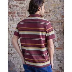 T-Shirt, Hemd En Polo<Blancheporte Gestreepte poloin piquétricot, korte mouwen pruim / honing