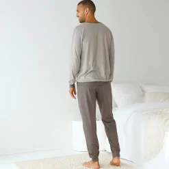 Pyjama En Kamerjas<Blancheporte Gestreepte pyjama in katoen met lange mouwen grijs