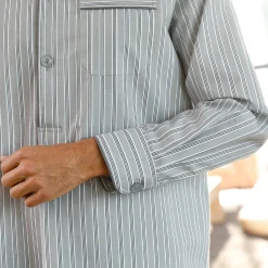 Pyjama En Kamerjas<Blancheporte Gestreepte pyjama in liketstijl - katoenflanel grijs