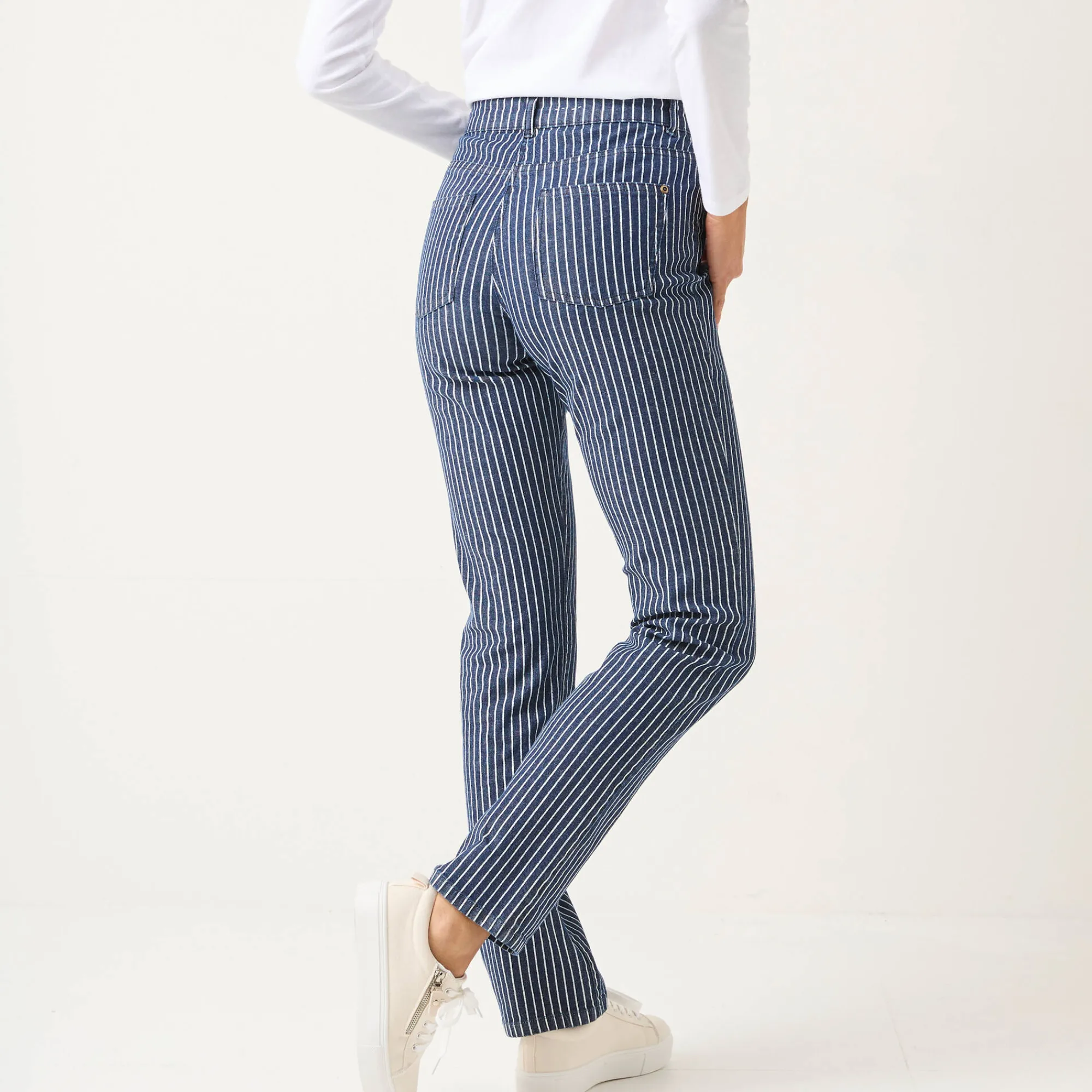 Jeans<Blancheporte Gestreepte rechte jeans dark blue