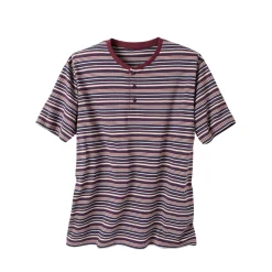 Pyjama En Kamerjas<Blancheporte Gestreepte shortama met Tunesische hals bordeaux