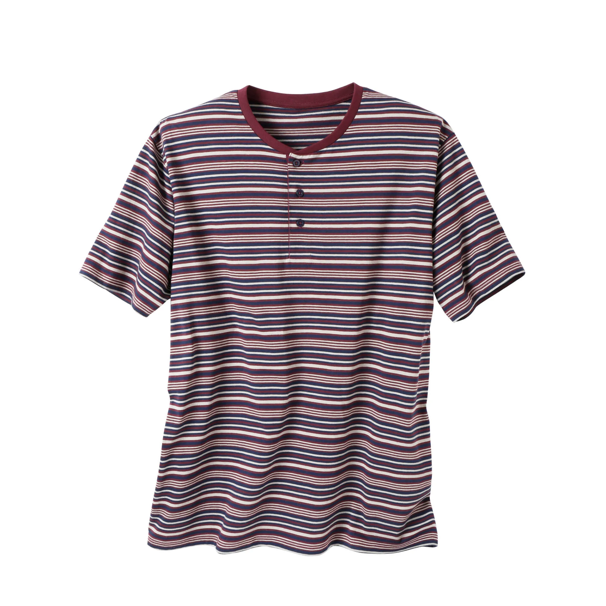 Pyjama En Kamerjas<Blancheporte Gestreepte shortama met Tunesische hals bordeaux