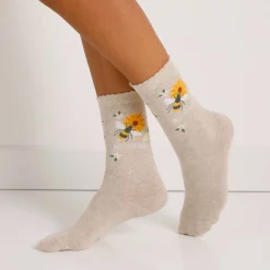 Panty’s, Kniekousen En Sokken<Blancheporte Gestreepte sokken met bijenmotieven - set van 3 paar beige / geel