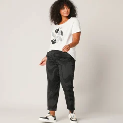 Broek<Blancheporte Gestreepte tapered 7/8-broek zwart / wit