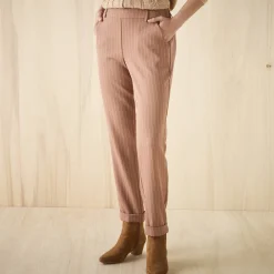 Broek<Blancheporte Gestreepte tapered 7/8-broek hazelnootbruin / wit