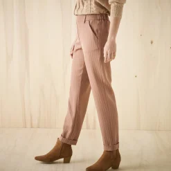 Broek<Blancheporte Gestreepte tapered 7/8-broek hazelnootbruin / wit
