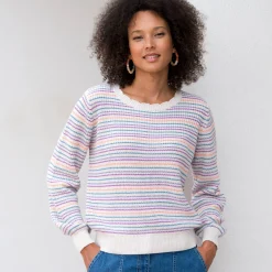 Trui En Vest<Blancheporte Gestreepte trui met aflopend effect, patenttricot ecru / veelkleurig