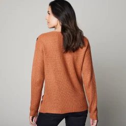 Trui En Vest<Blancheporte Gestreepte trui met V-hals - mohairtouch karamel / zwart