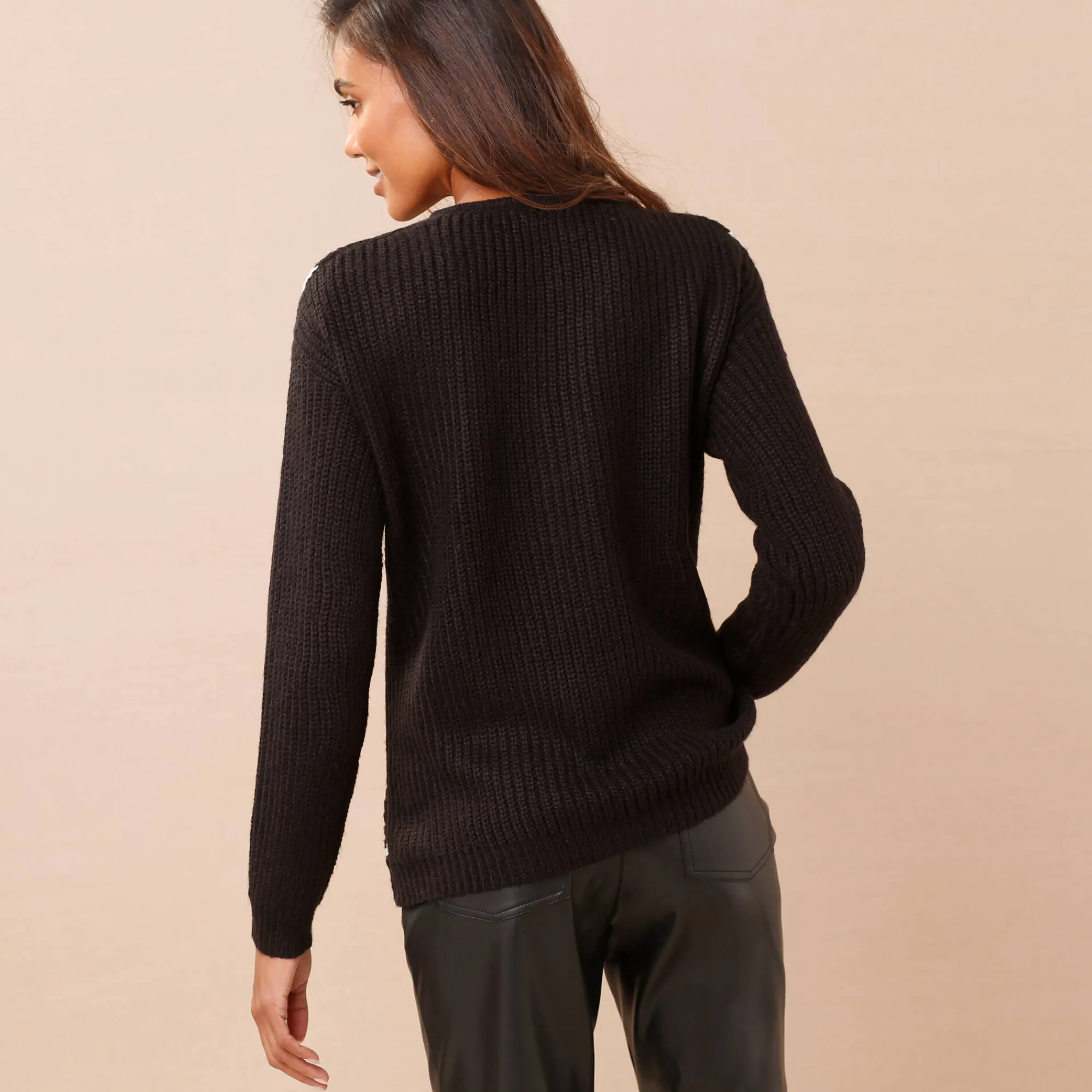 Trui En Vest<Blancheporte Gestreepte trui met V-hals - mohairtouch zwart / wit
