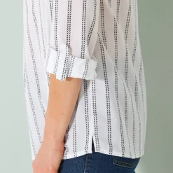 Bloes En Tuniek<Blancheporte Gestreepte tuniek met oprolbare mouwen wit / marine