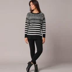 Trui En Vest<Blancheporte Gestreepte tuniektrui - jacquardmotief zwart / wit