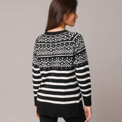 Trui En Vest<Blancheporte Gestreepte tuniektrui - jacquardmotief zwart / wit