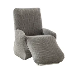 Zitbankhoes<Blancheporte Getextureerde, bi-rekbare hoes, voor relaxzetel chiné grijs