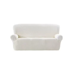 Zitbankhoes<Blancheporte Getextureerde, bi-rekbare hoes voor zitbank en fauteuil met armleuningen ecru