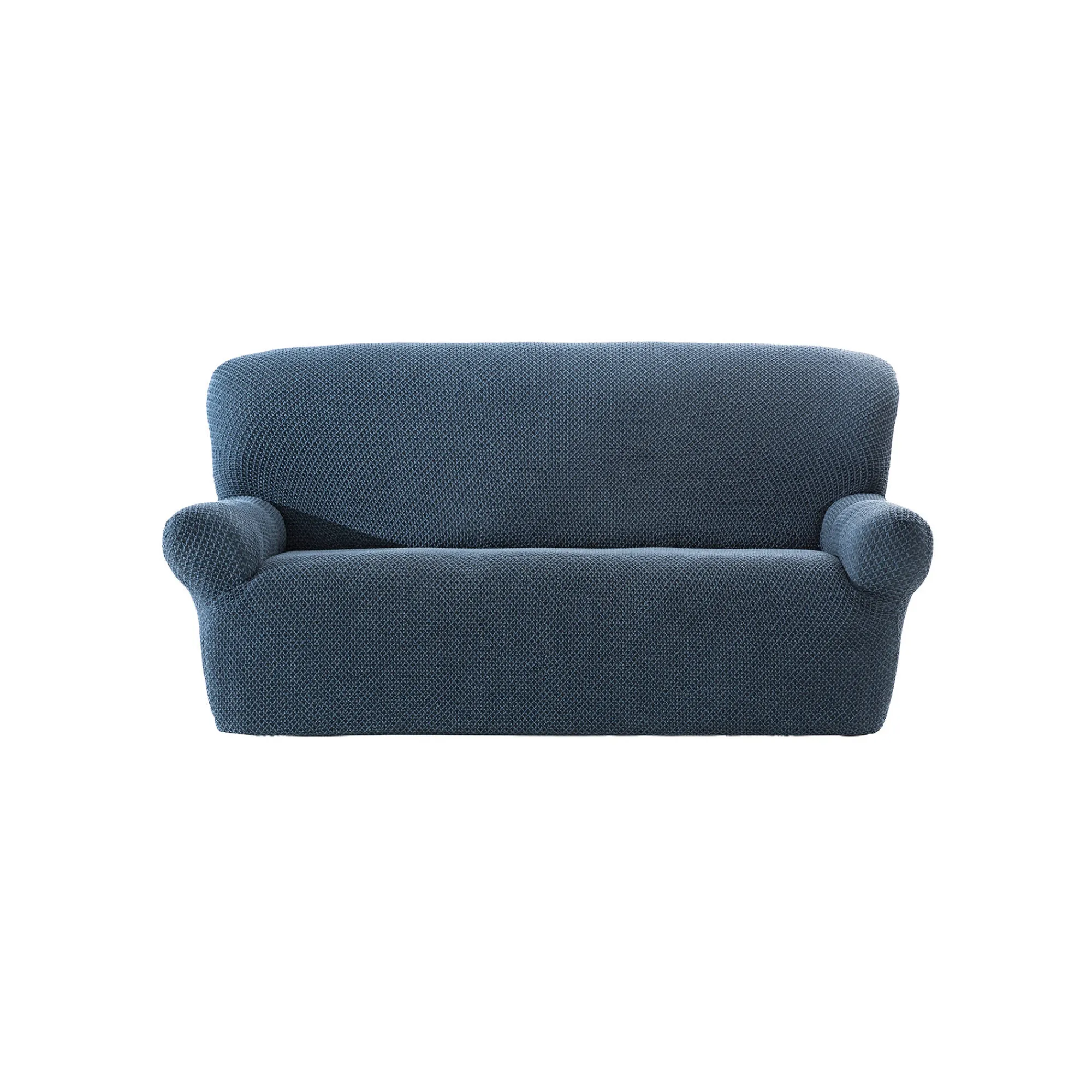 Zitbankhoes<Blancheporte Getextureerde, bi-rekbare hoes voor zitbank en fauteuil met armleuningen blauw