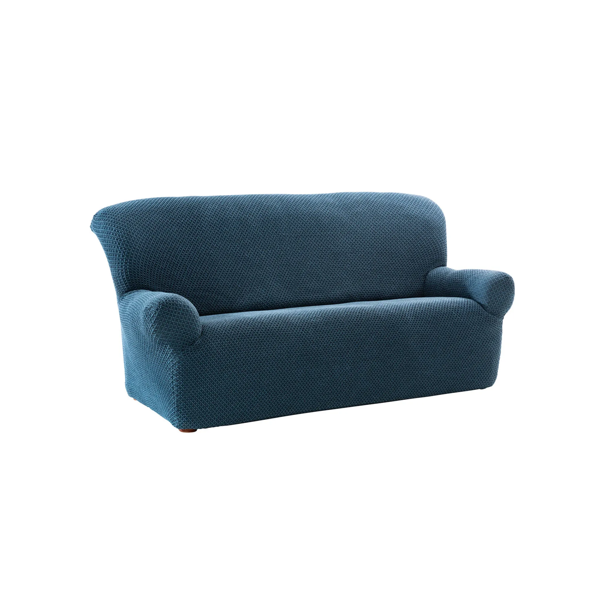 Zitbankhoes<Blancheporte Getextureerde, bi-rekbare hoes voor zitbank en fauteuil met armleuningen blauw