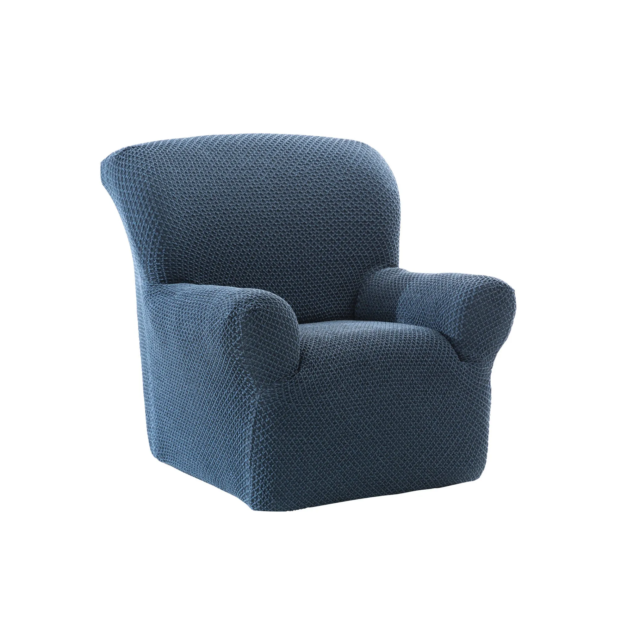 Zitbankhoes<Blancheporte Getextureerde, bi-rekbare hoes voor zitbank en fauteuil met armleuningen blauw