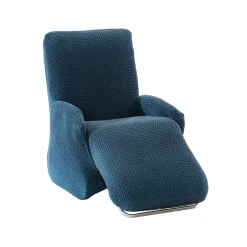 Zitbankhoes<Blancheporte Getextureerde, bi-rekbare hoes, voor relaxzetel blauw