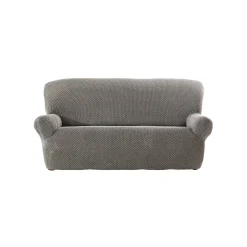 Zitbankhoes<Blancheporte Getextureerde, bi-rekbare hoes voor zitbank en fauteuil met armleuningen chiné grijs