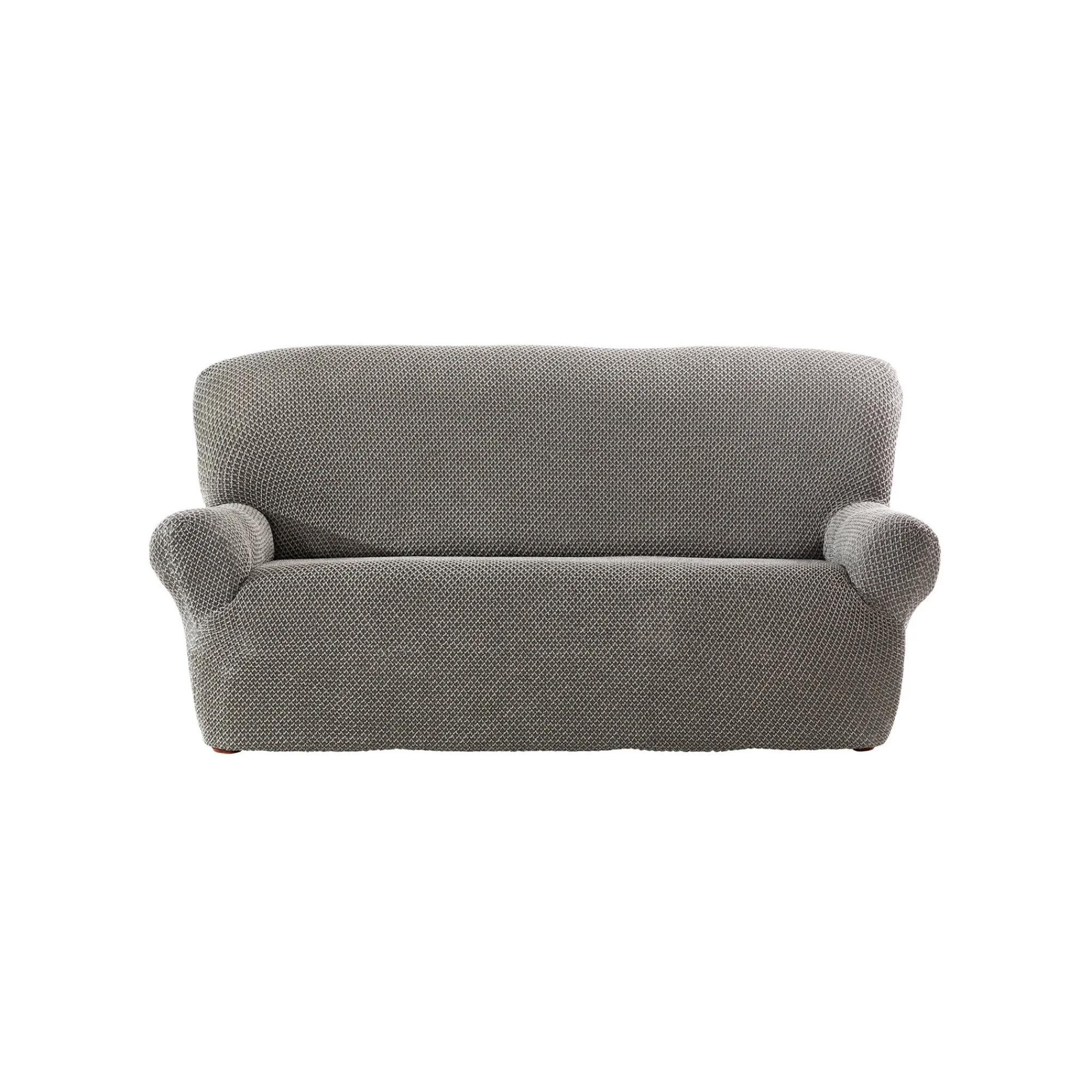Zitbankhoes<Blancheporte Getextureerde, bi-rekbare hoes voor zitbank en fauteuil met armleuningen chiné grijs