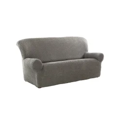 Zitbankhoes<Blancheporte Getextureerde, bi-rekbare hoes voor zitbank en fauteuil met armleuningen chiné grijs