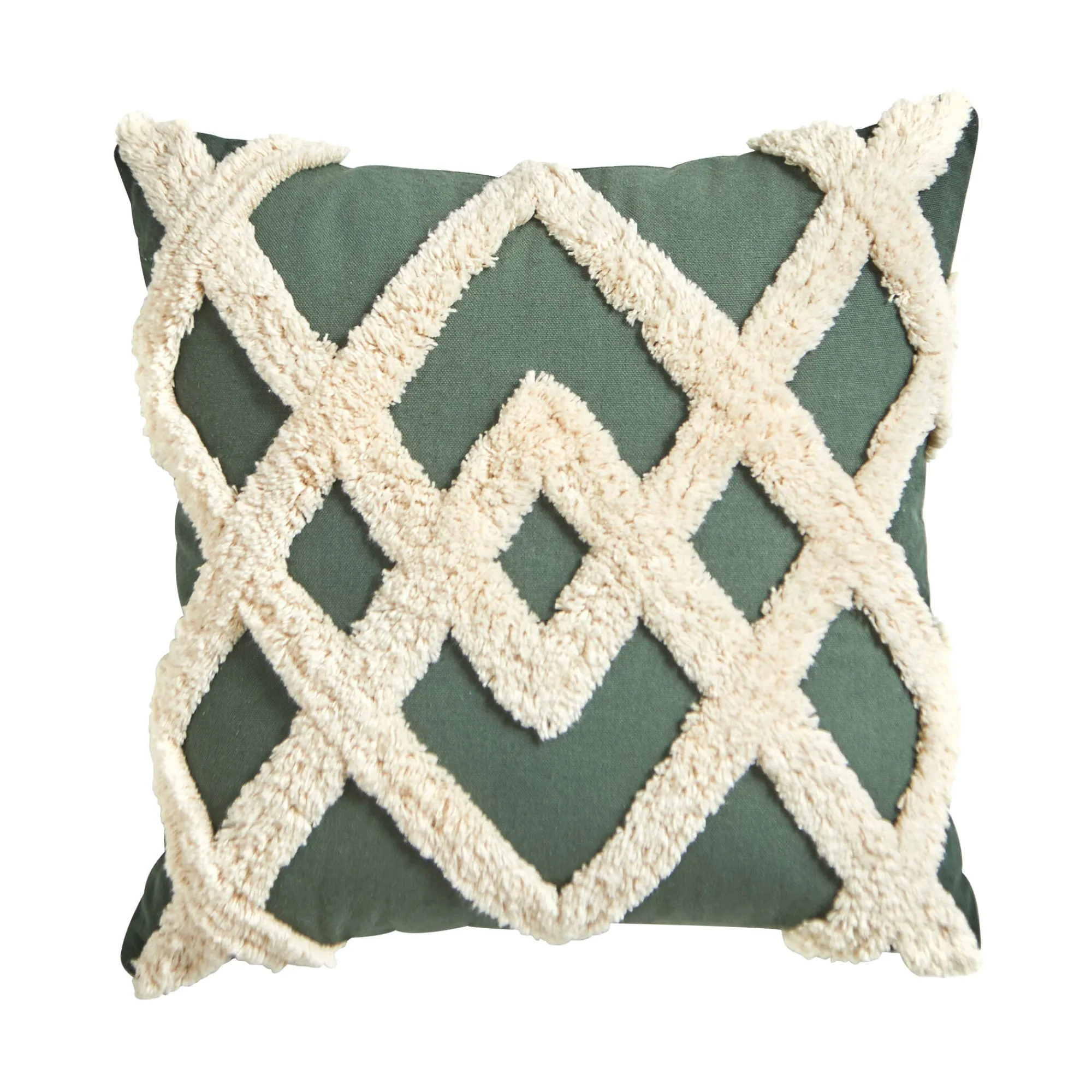 Kussen<Blancheporte Getuft kussen groen / zandkleur