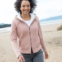 Trui En Vest<Blancheporte Gevoerd vest in spikkeltricot met rits grijsroze
