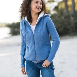 Trui En Vest<Blancheporte Gevoerd vest in spikkeltricot met rits grijsblauw
