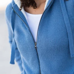 Trui En Vest<Blancheporte Gevoerd vest in spikkeltricot met rits grijsblauw
