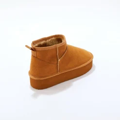 Bottines En Boots|Schoenen<Blancheporte Gevoerde boots met platformzool karamel