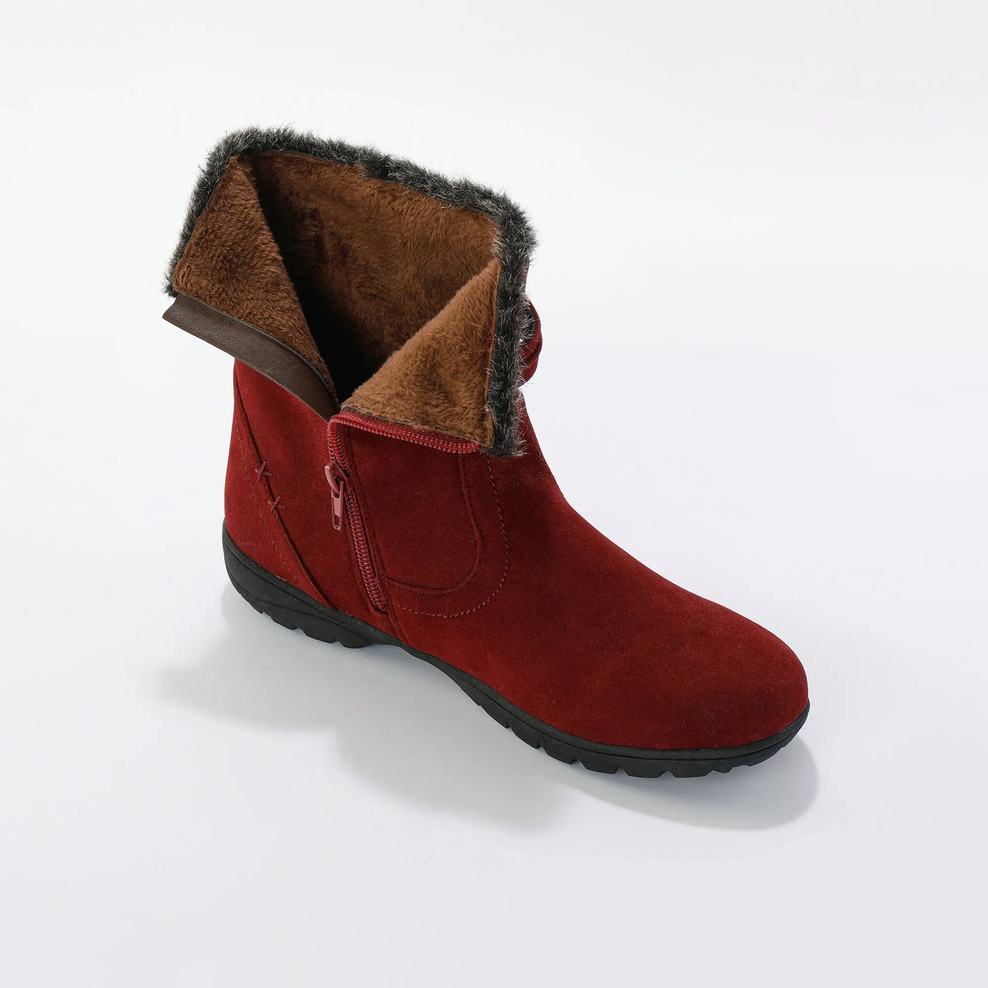 Bottines En Boots|Schoenen<Blancheporte Gevoerde bottines met suedine-effect bordeaux